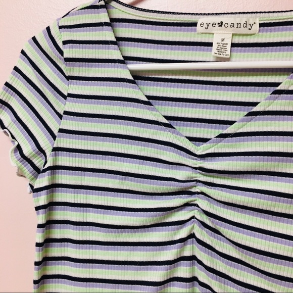 Eyecandy Colorful Ribbed Fitted Top - Picture 2 of 3